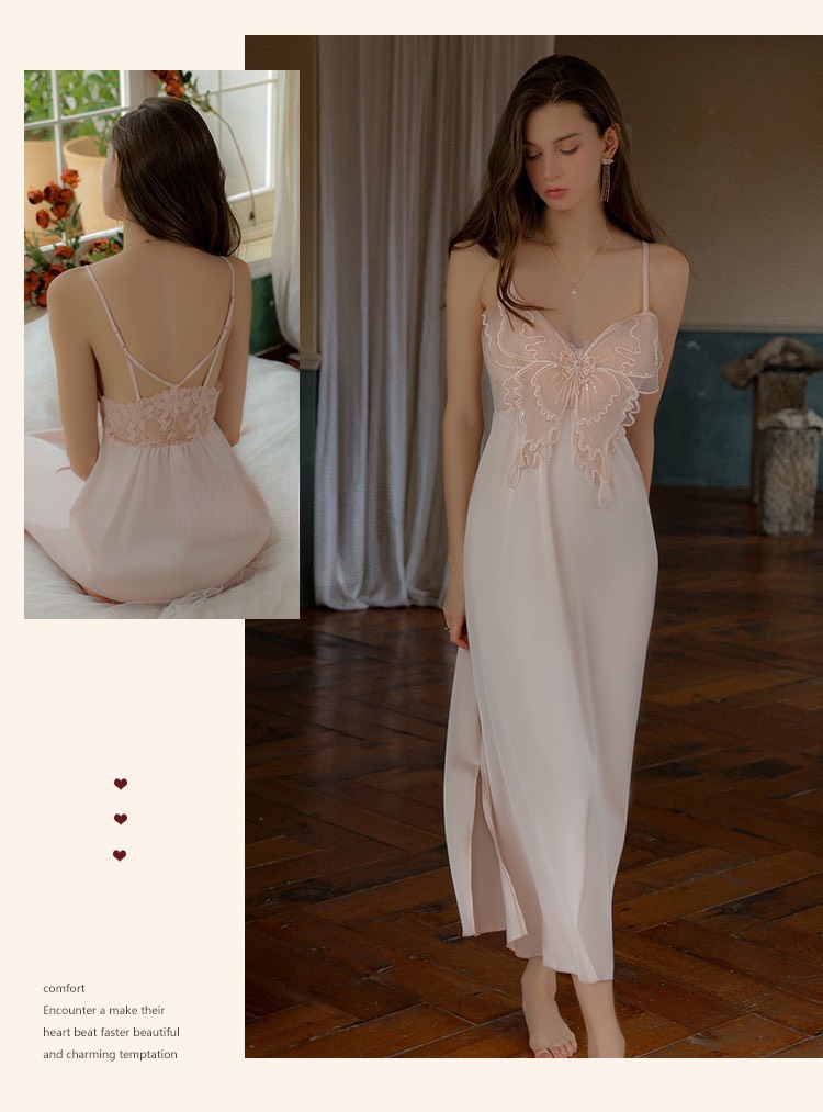 Váy Ngủ Lụa Dài Nữ Tính