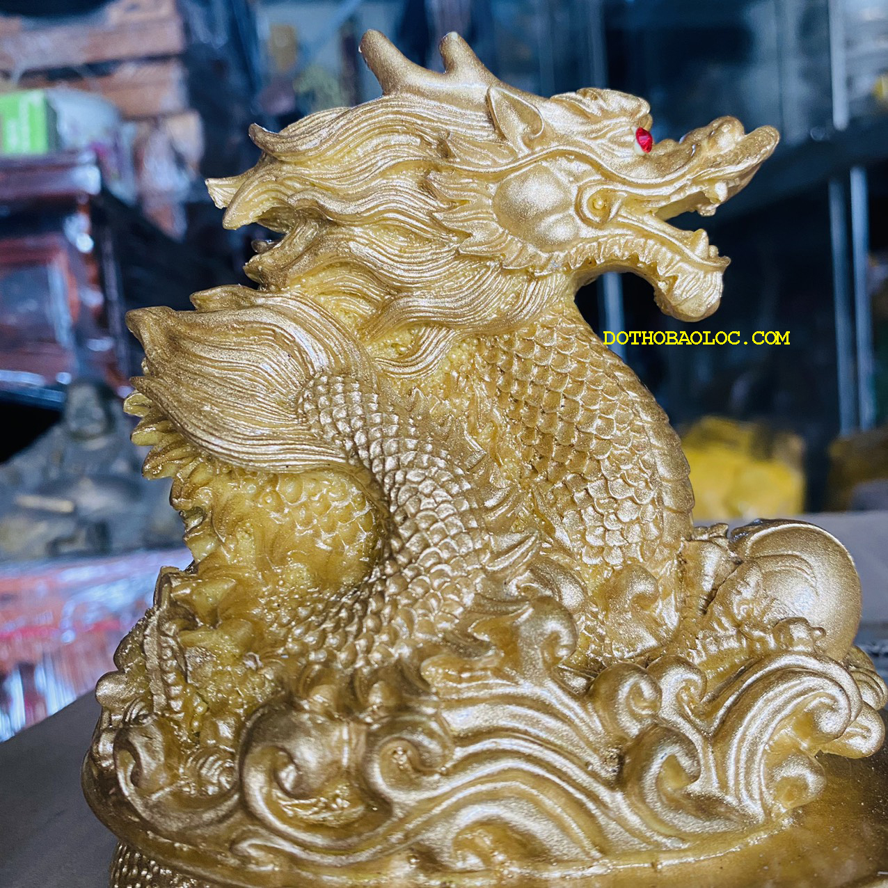 Tượng rồng ôm châu phong thủy mang lại tài lộc may mắn cao 15cm