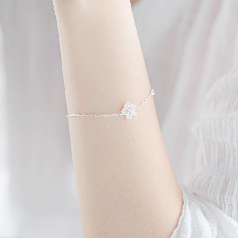Lắc tay nữ bạc ta lắc hoa đào trẻ trung