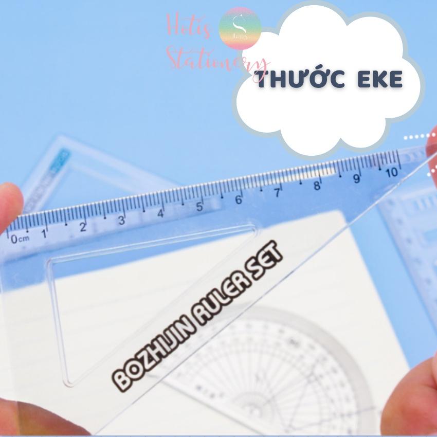 Bộ thước eke đo độ, đo góc trong suốt - 4 món