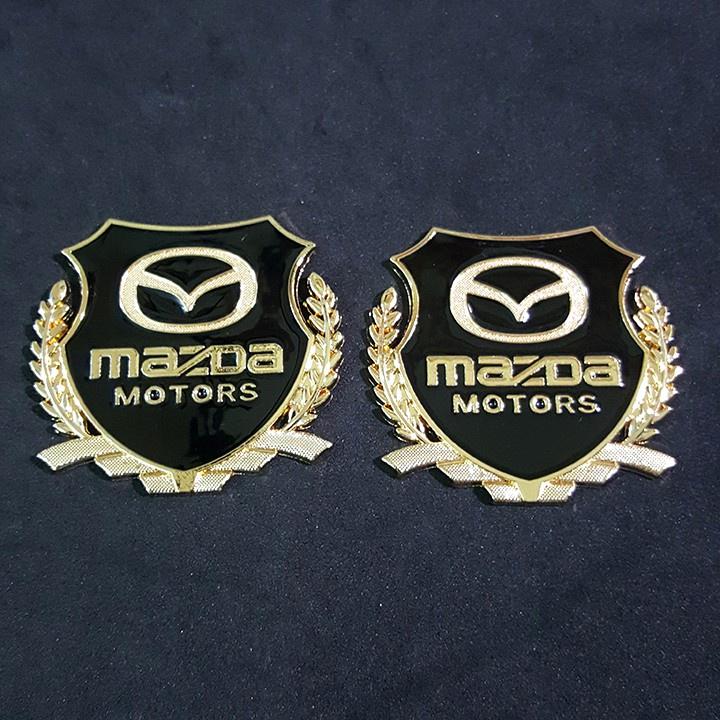 Bộ 2 Logo bông lúa nổi Mazda dán trang trí Ngoại thất ô tô