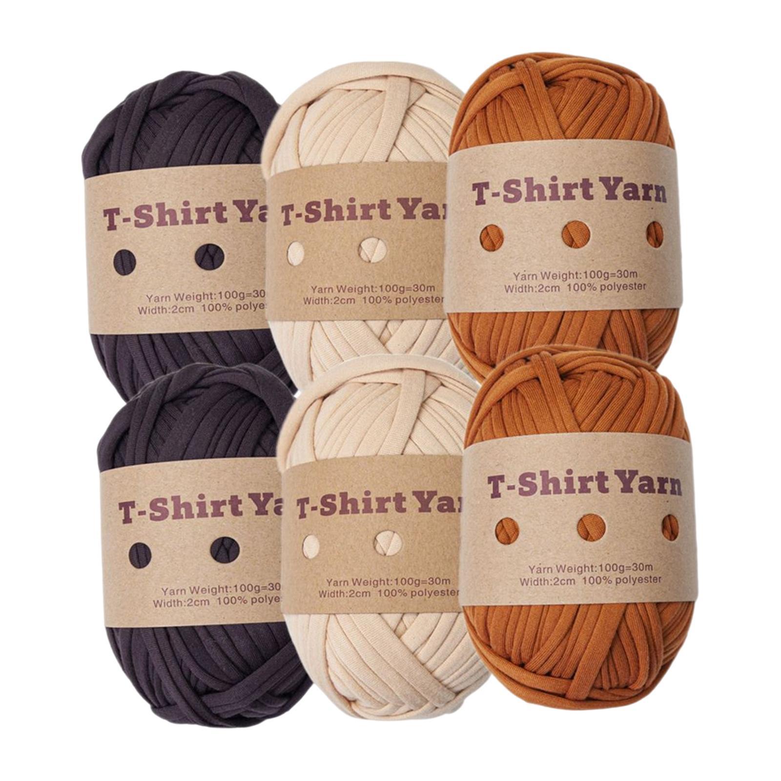 Knitting Yarn Set 6Pcs T-shirt Yarn Elastic Crocheting Projects Chunky Yarn Spaghetti Yarn for Bags Throw Blanket Crochet Carpets Home Decor