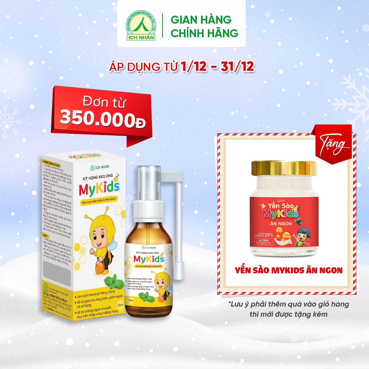 Xịt Họng Keo Ong MyKids - Hỗ trợ giảm các triệu chứng ngứa rát cổ họng, ho do viêm họng, ho gió, ho khan, ho có đờm 20ml