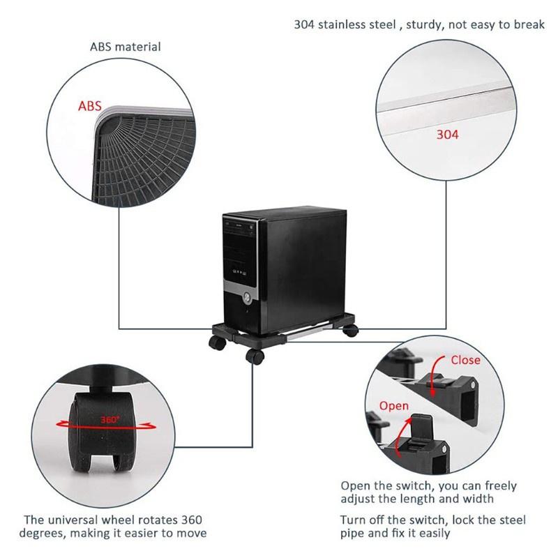 Giá Đỡ Cpu Máy Tính Bằng Nhựa Abs Màu Đen Có Thể Điều Chỉnh