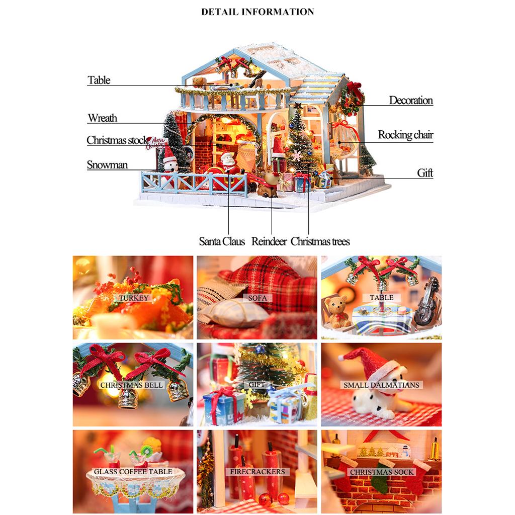 3D DIY Dollhouse Miniature Furniture Kit LED Light Doll House Toy Kid Gift DIY Craft Dollhouse Girls Toys Gift Christmas