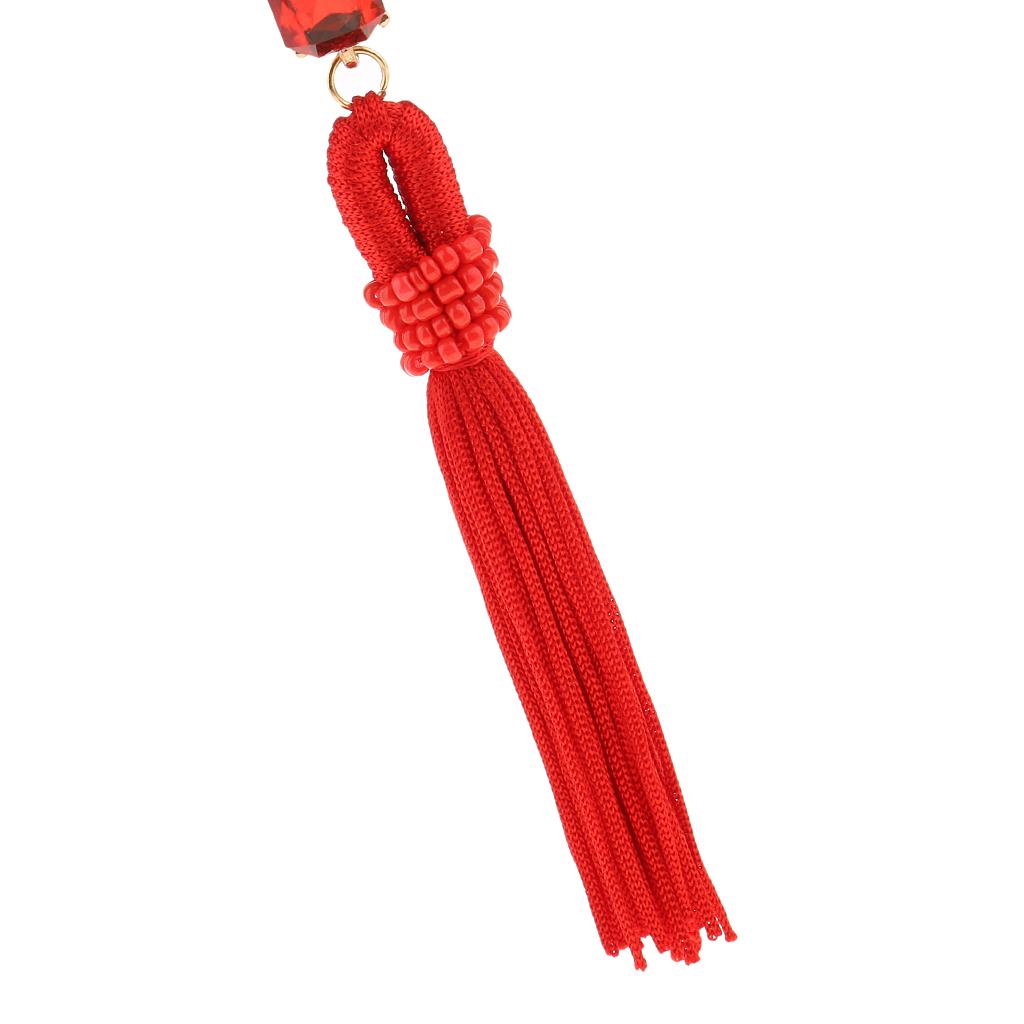 Long Tassel Earrings Red