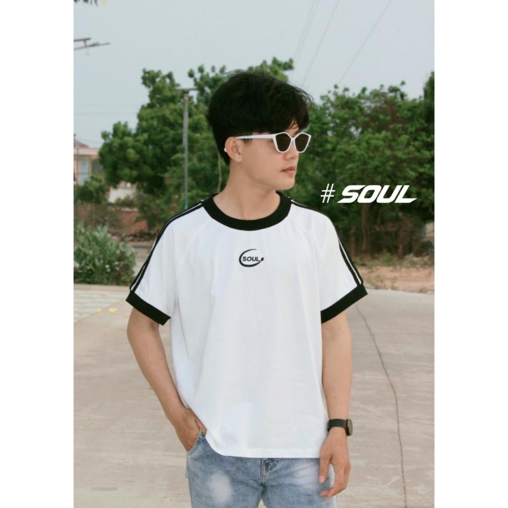 Áo Thun Baby Tee Form Fit 100% Cotton Soul Uni, Áo Phông Sọc Vai Phối Trắng Đen Cơ Bản