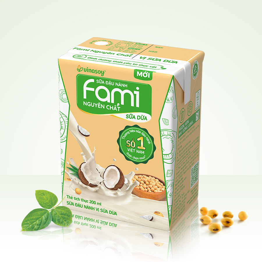 Thùng Sữa Đậu Nành Fami Nguyên Chất Vị Sữa Dừa