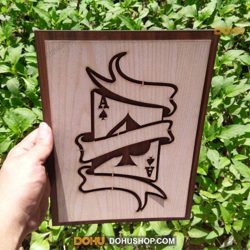 Tranh Treo Tường Bằng Gỗ Handmade DOHU008: Lá Bài Át Cơ - Thiết Kế Đơn Giản, Độc Đáo, Sang Trọng