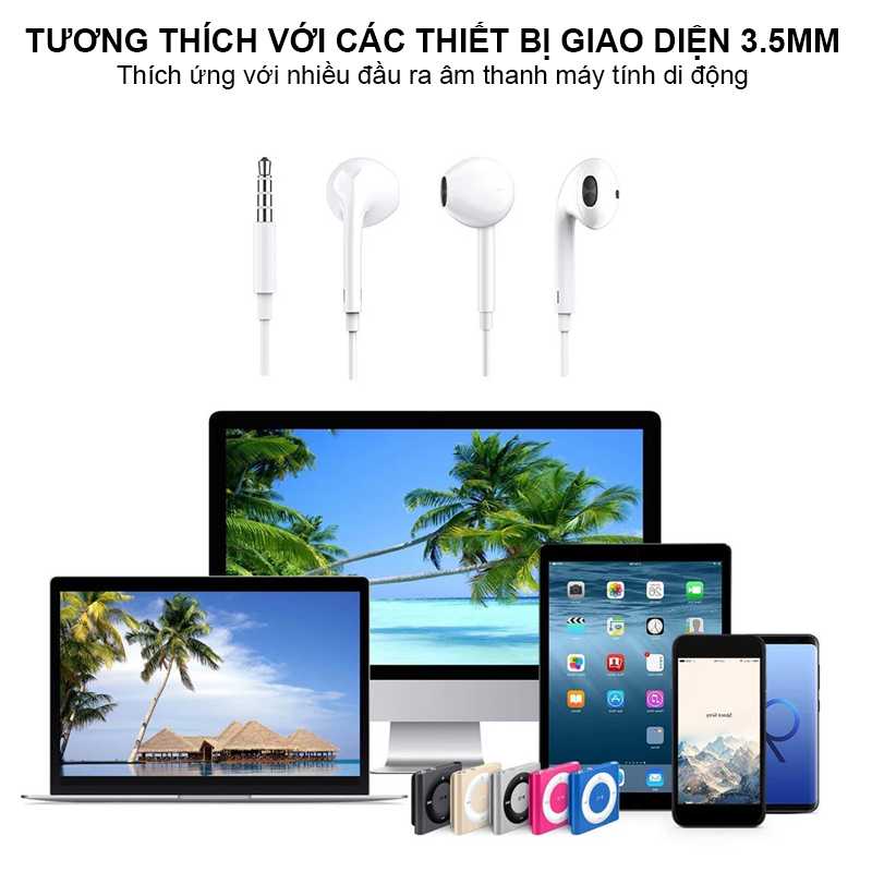 Tai Nghe Nhét Tai 3.5mm Dành Cho IOS Android Tai Nghe Âm Thanh Nổi Có Micrô, Tai Nghe Hifi Máy Tính Di Động Phổ Thông - Hàng Chính Hãng