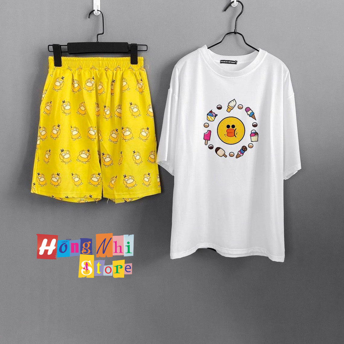 Quần Short Cartoon Unisex Hình Vịt - Quần Đùi Hoạt Hình Siêu Cute - MM