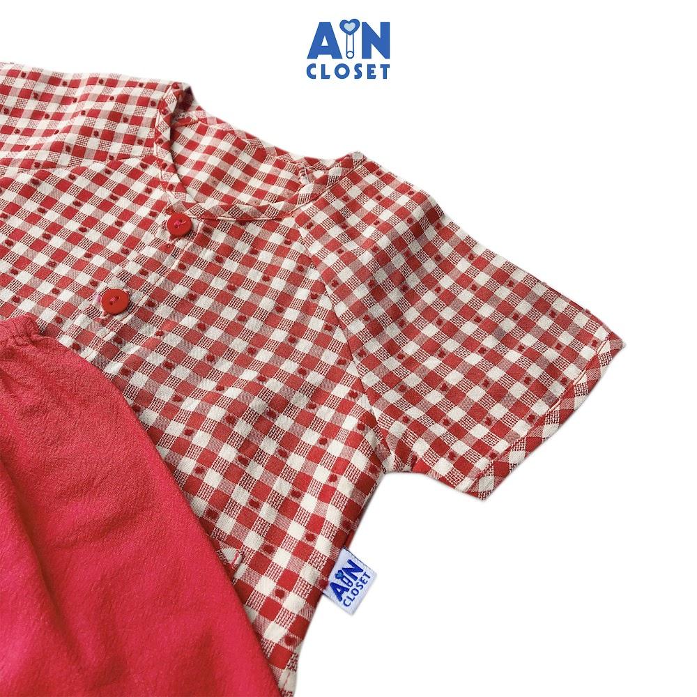 Bộ bà ba lửng unisex họa tiết Caro đỏ cotton - AICDBTRGALCS - AIN Closet