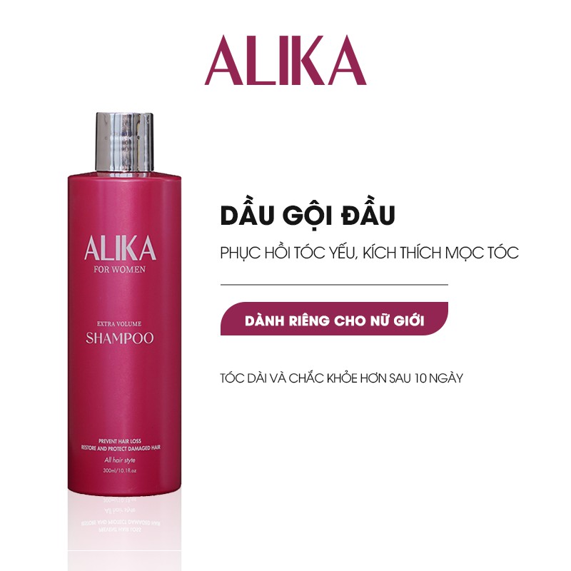 Dầu Gội Alika for women, Ngăn Rụng Tóc Gàu Ngứa Da Đầu , Dưỡng Mọc Tóc Mềm Mượt , Chai 500m