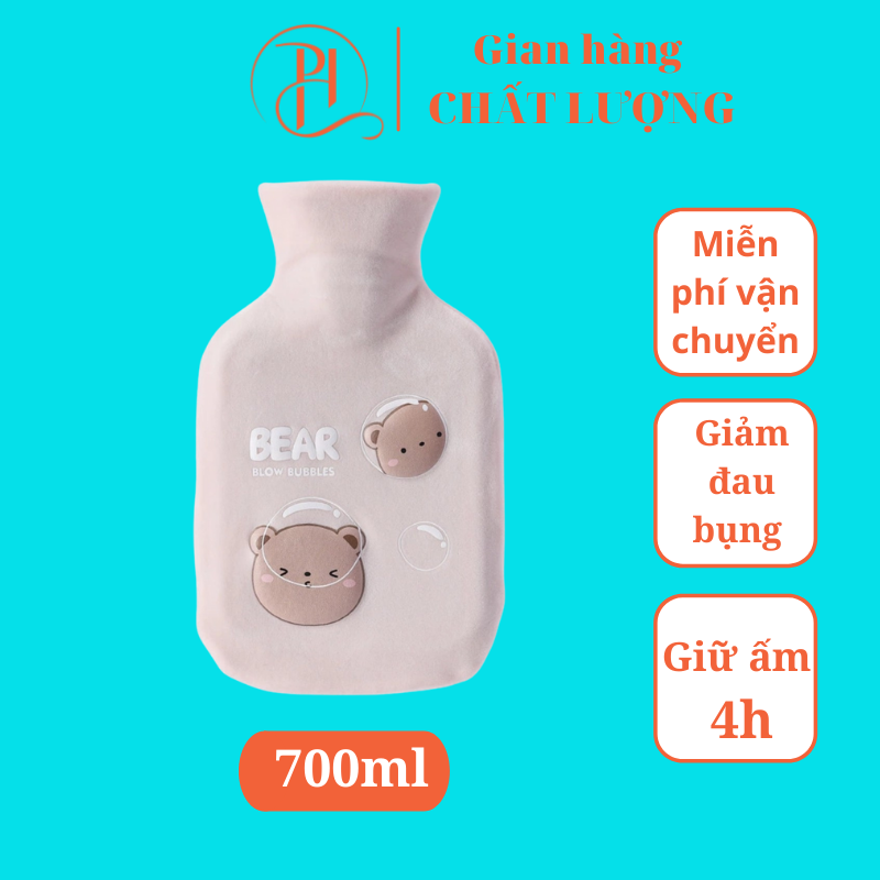 Túi chườm bụng kinh 700ml, túi chườm nóng giảm đau bụng đau lưng nam tặng nữ