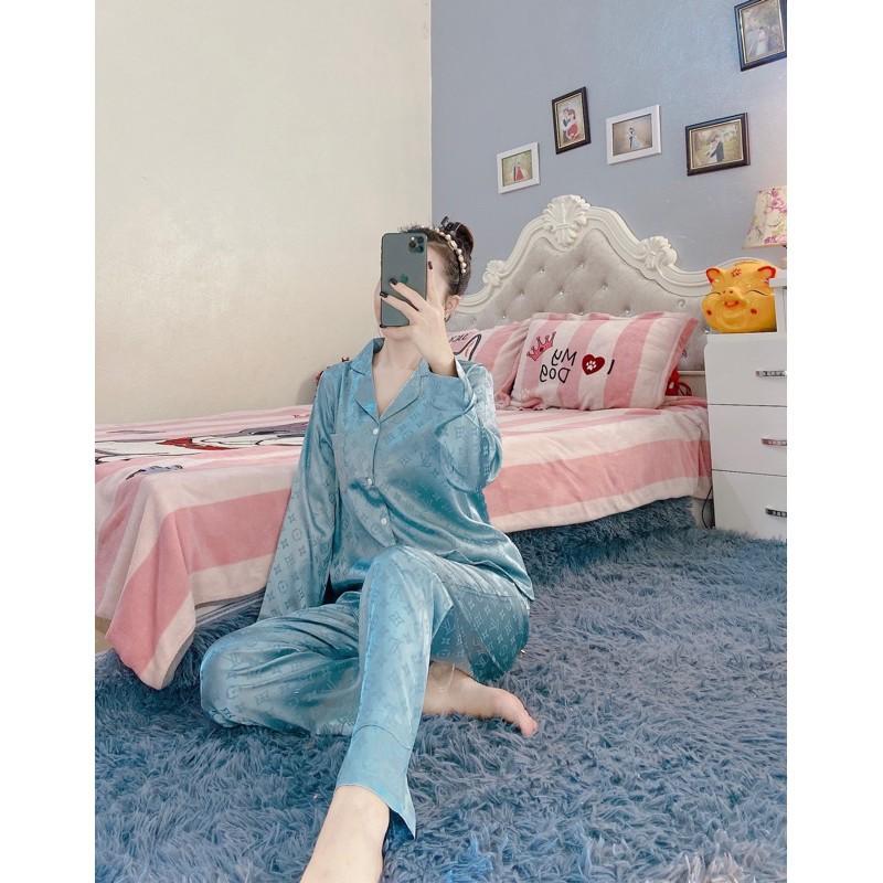 Bộ Pijama - Bộ Lụa Gấm Dài Tay Họa Tiết Đẹp