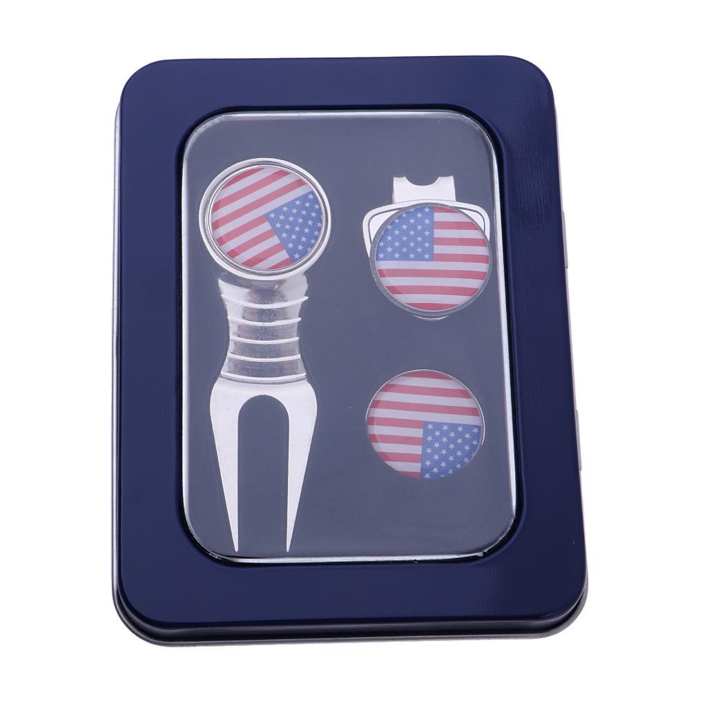 Portable Alloy Golf  Repair  Tool Pitch Groove Cleaner & Golf Club Ball Marker & Hat Clip Golf Training Accessories