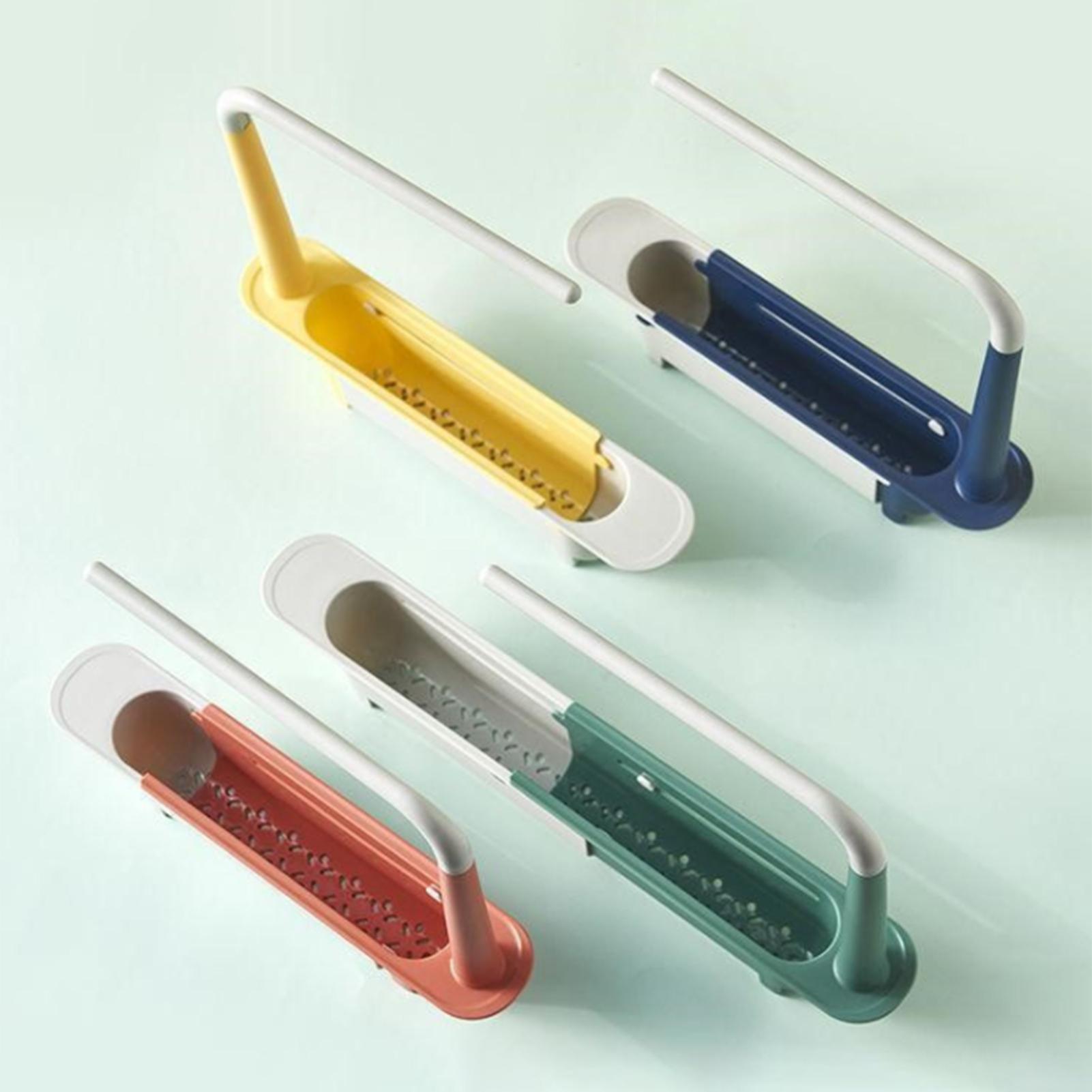 Kitchen Sink Holder, Sink Retractable Drain Rack, Dish Cloth Hanger, Towel Sponge Organizer Rack for Home Kitchen