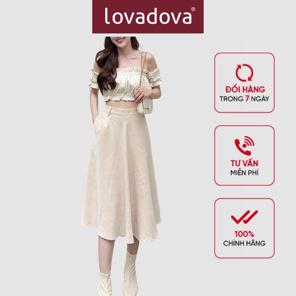 Chân Váy Xòe, Cách Điệu Có Túi, Màu Hồng - Lovadova 21S04C003