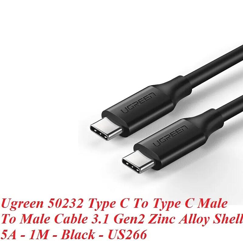 Ugreen UG50232US266TK 1m 3.1 gen2 cáp usb 2 đầu type c 5A hợp kim mạ nickel - HÀNG CHÍNH HÃNG