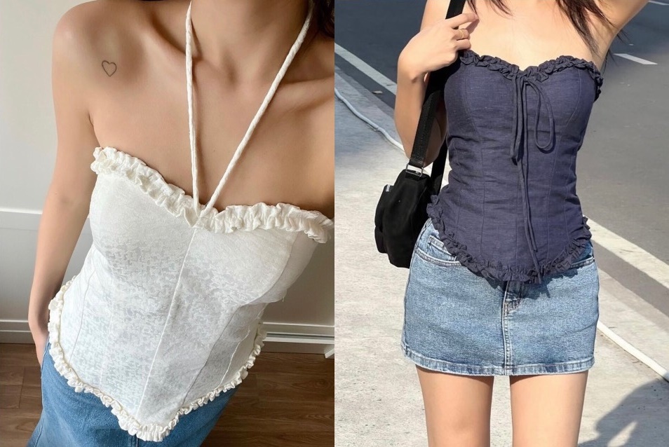 ÁO ỐNG CROPTOP DÂY YẾM VIỀN REN ĐI TIỆC ĐI BIỂN ĐI CHƠI DẠO PHỐ