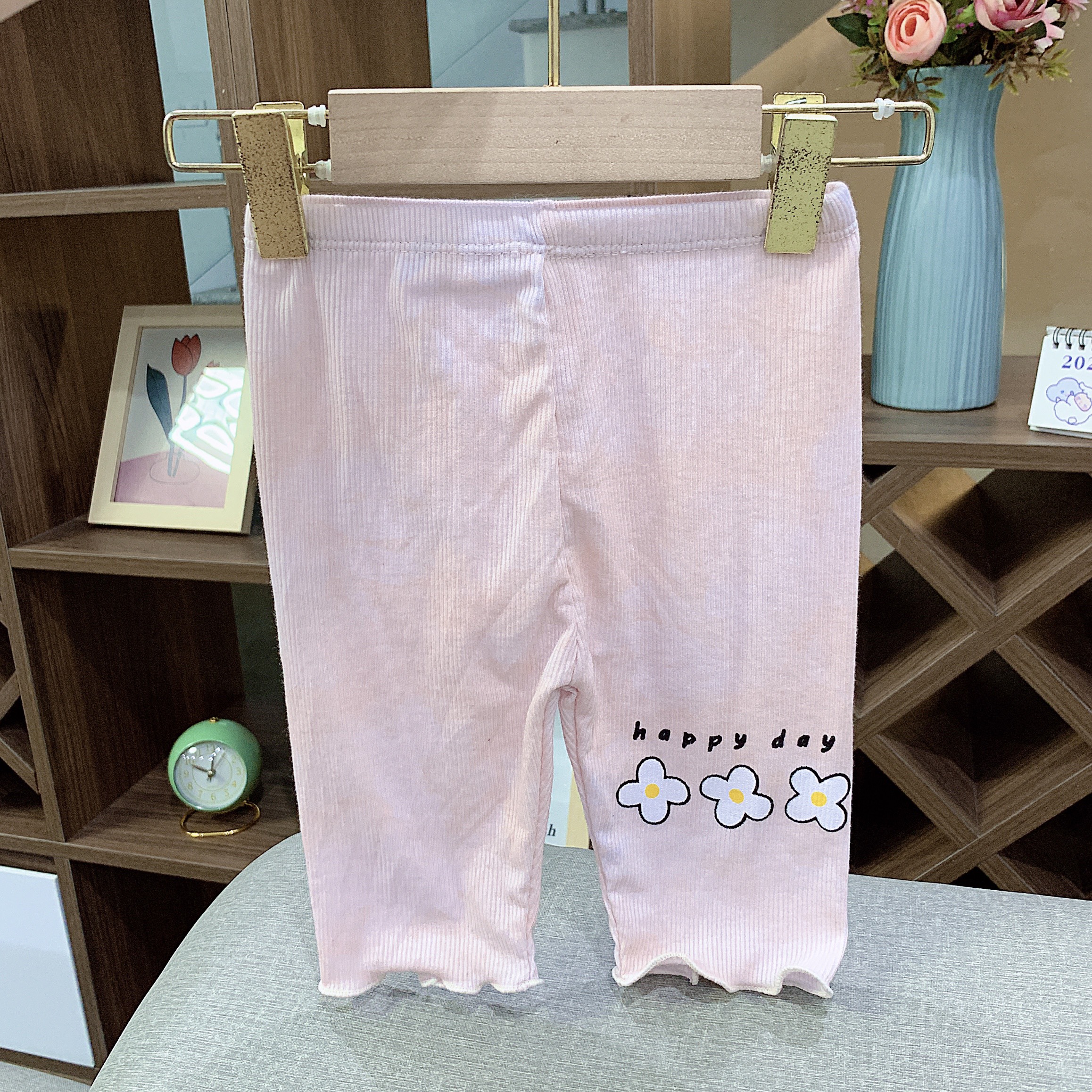 Quần Legging Lửng Tăm Lạnh Co Dãn Cho Bé Gái 8-18kg