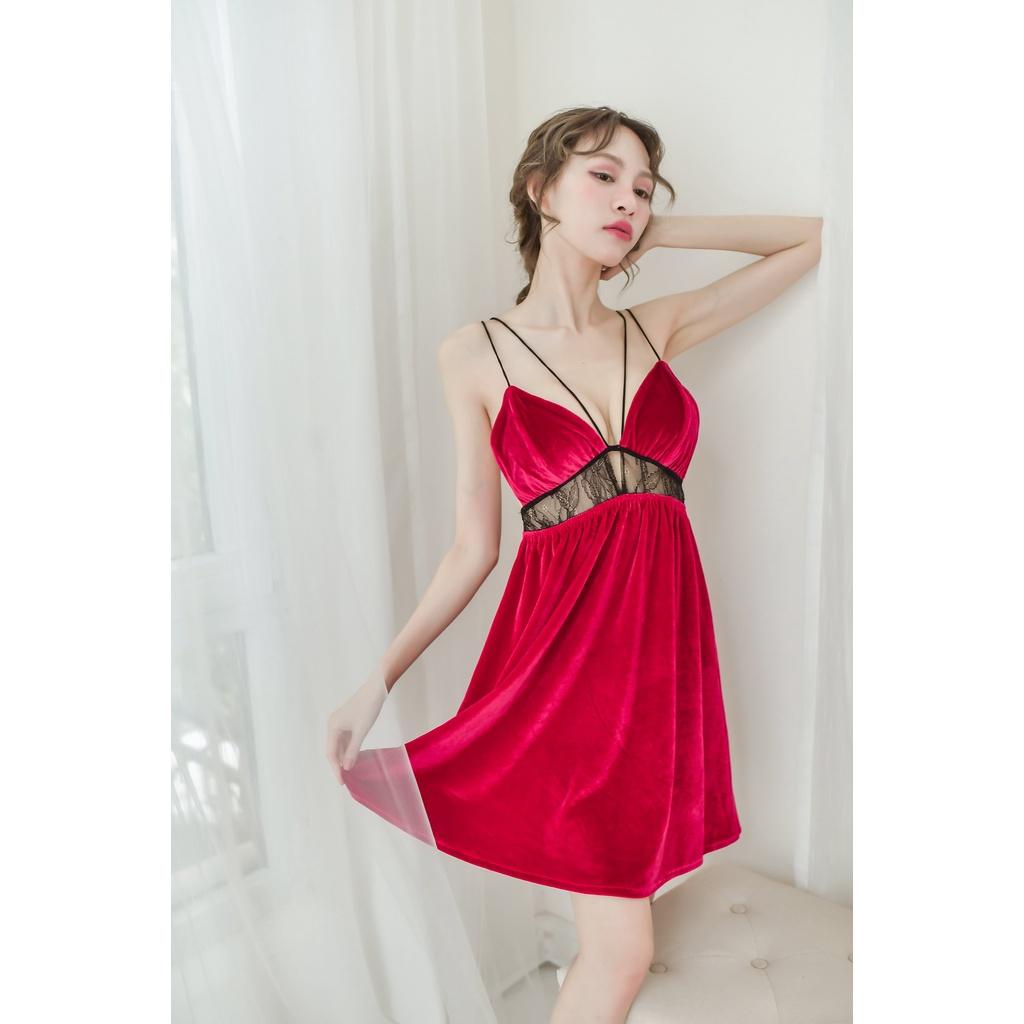 Váy ngủ nhung đẹp - Đầm ngủ gợi cảm - Siêu quyến rũ MS:566
