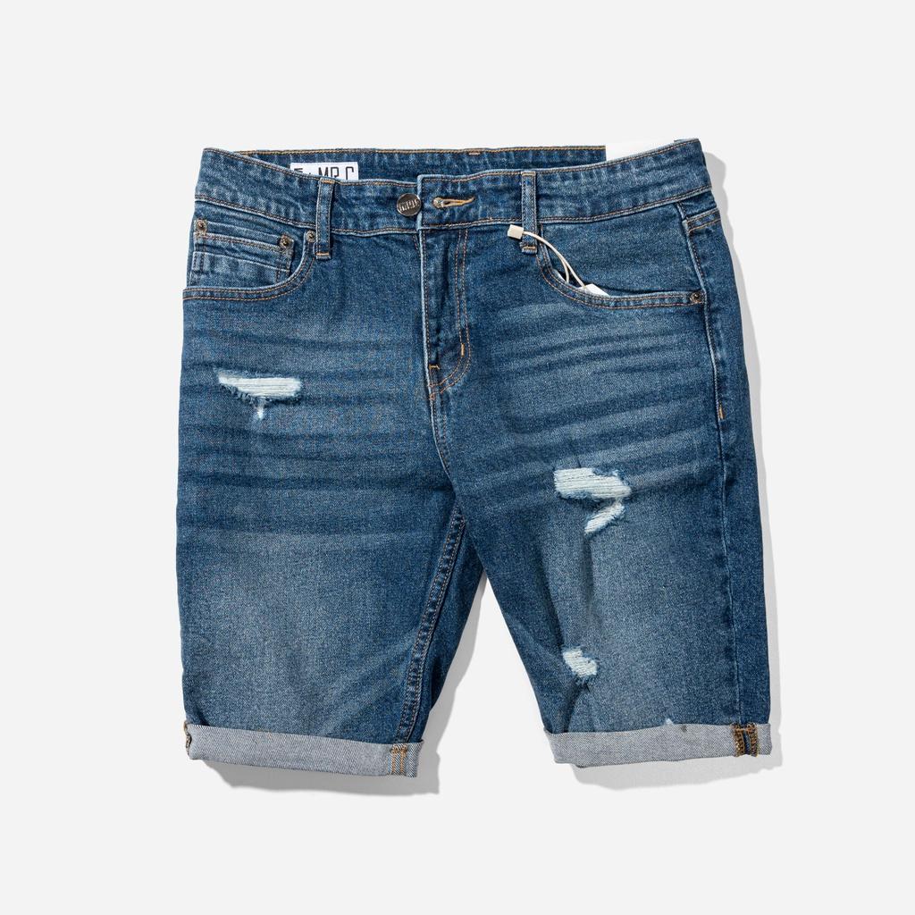 Quần short jean nam xanh rách MRC chất cotton cao cấp, form ôm vừa vặn, tôn dáng, trẻ trung - MENFIT