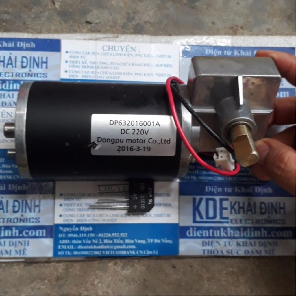 động cơ giảm tốc DP632016001A DC220V (220VAC chỉnh lưu) 0.2A DC60V-300V 15-75V/P trục 12mm vát 2 bên 1.35kg kde4574