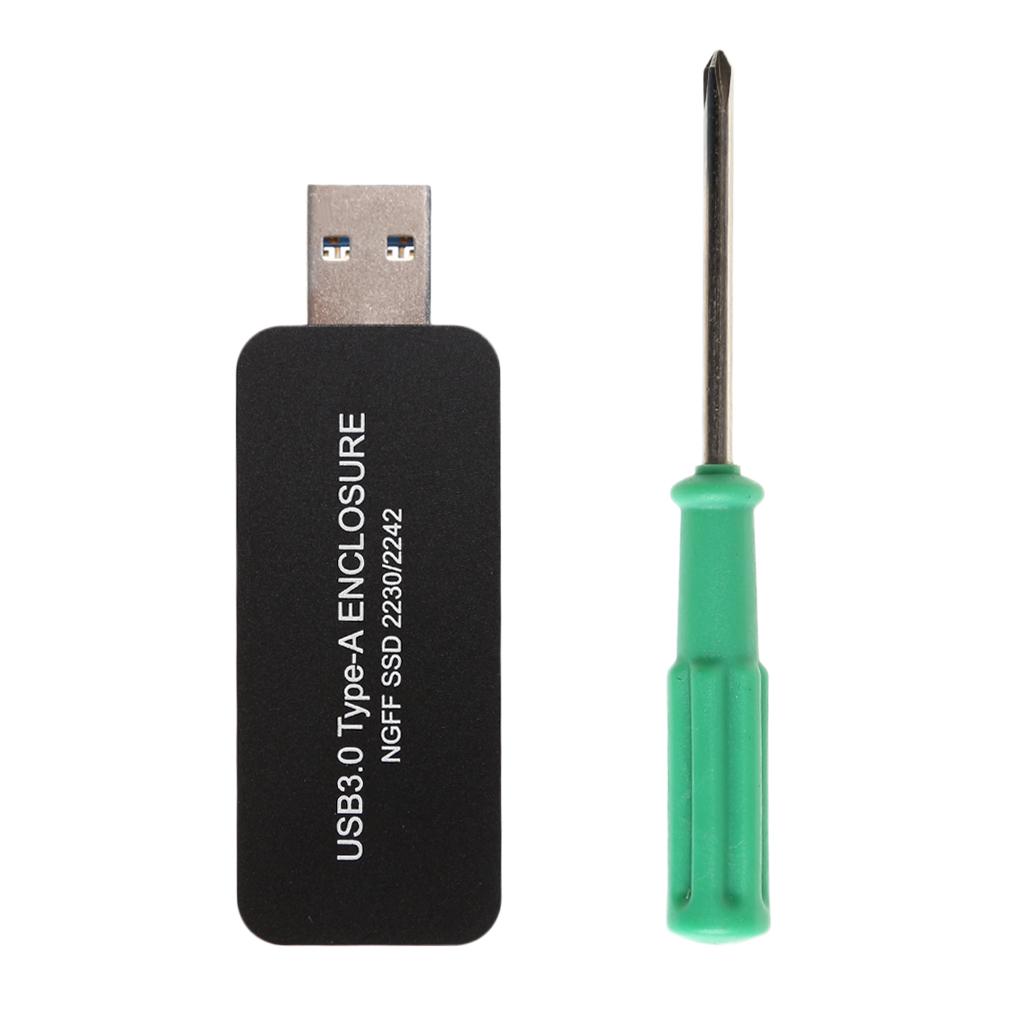 Aluminium 2230/2242 M.2 NGFF B Key SSD to USB 3.0 External Enclosure Black