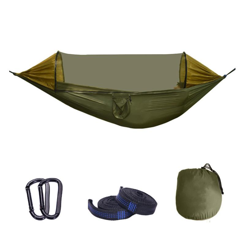 Cắm Trại Lớn Võng Với Đèn Bắt Muỗi 2 Người Bật Nhảy Dù Treo Nhẹ Võng Cây Dây Xích Đu Võng