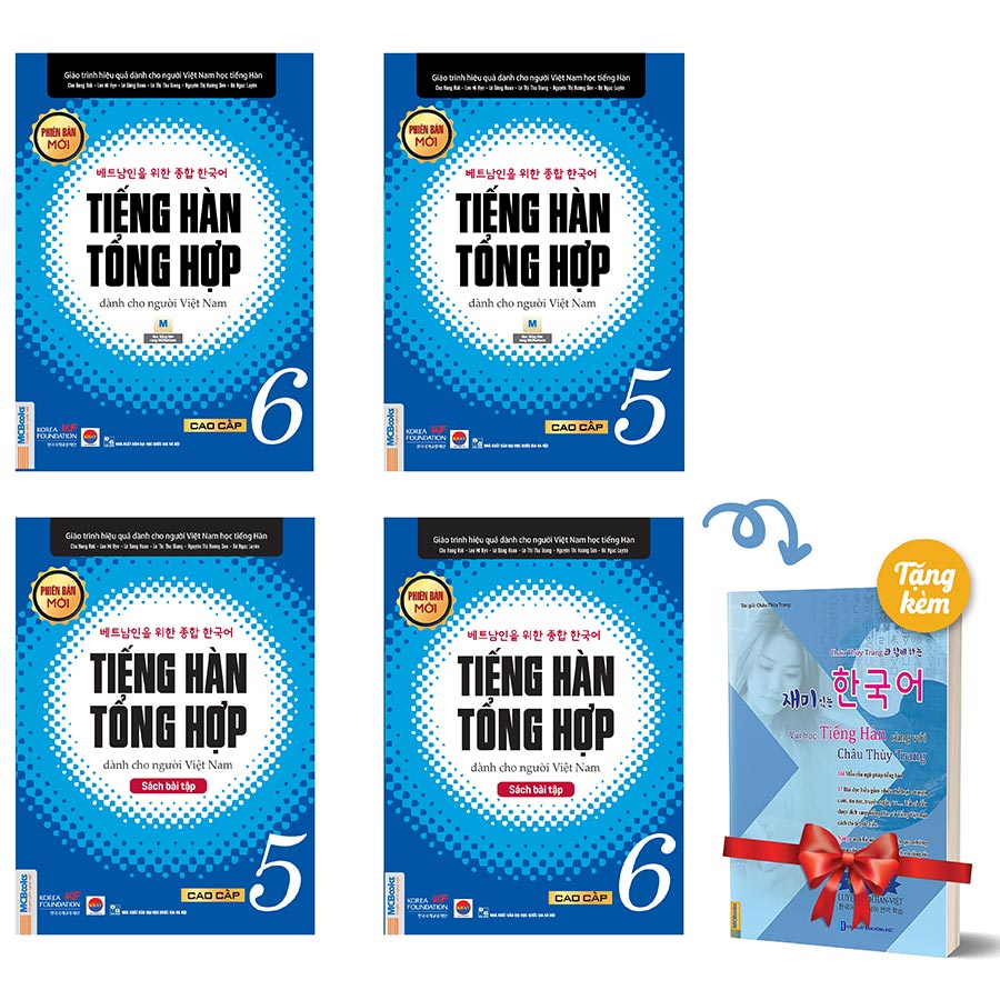 Combo 4 Cuốn Tiếng Hàn Tổng Hợp Dành Cho Người Việt Nam - Cao Cấp 5&amp;6 - Phiên Bản Mới Đen Trắng (Tặng Kèm Cuốn Vui Học Tiếng Hàn Cùng Châu Thùy Trang)