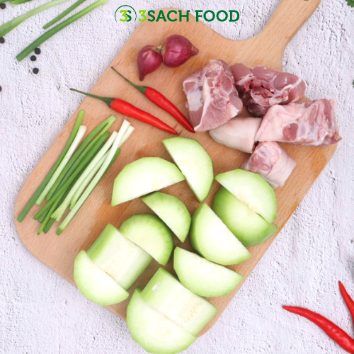 Canh bí đao đuôi heo 3S khay 600gr - Nguyên liệu đã được sơ chế