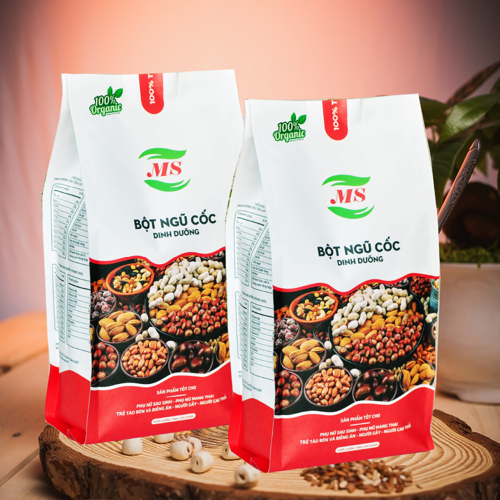 Ngũ cốc dinh dưỡng cao cấp  - MS - (1kg/2 gói) - Bột ngũ cốc tăng cân, lợi sữa - 18 loại đậu & hạt