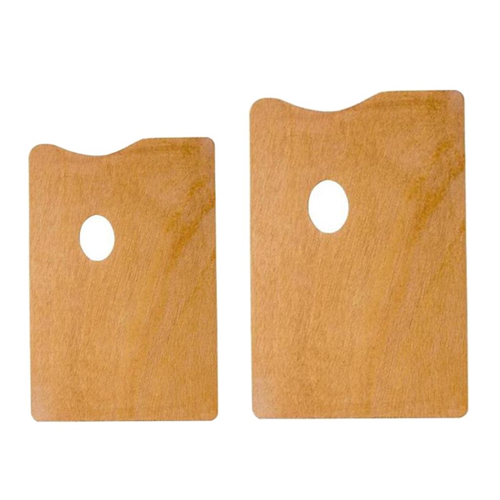 2 Pcs Portable Wooden Painting Palette Classic Watercolor Mixing Palette