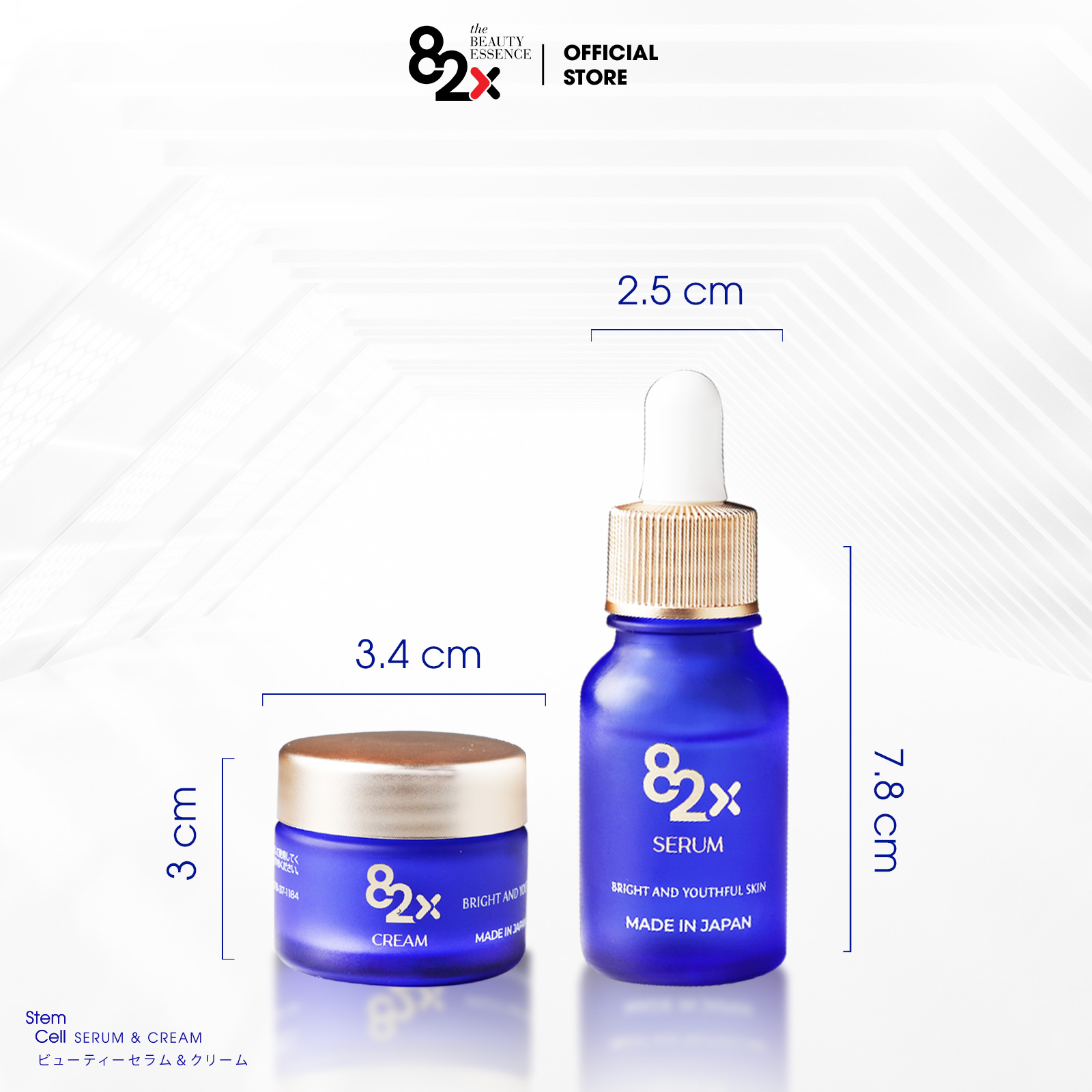 82X- Bộ đôi AI STEM CELL SERUM & CREAM dưỡng trắng , chống lão hóa hoàn hảo đến từ Nhật Bản với 10ml/chai và 10mg/hộp.