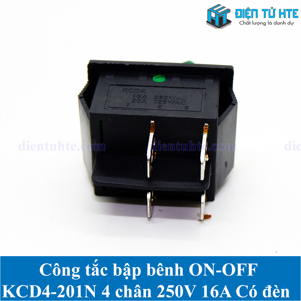 Công tắc bập bênh ON-OFF KCD4 KCD4-201N 4 chân 250V 16A Có đèn