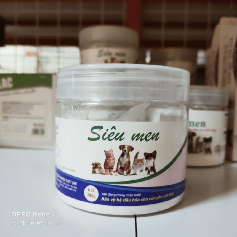 Siêu men 200g, men vi sinh, lợi khuẩn hỗ trợ tiêu hóa, kích thích thèm ăn, khử mùi hôi phân cho chó, mèo, gà đá, chim