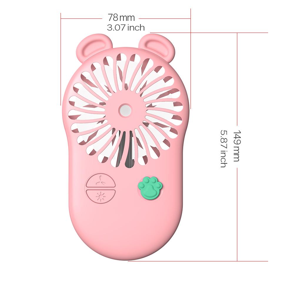 Quạt Mini Cầm Tay Cầm Tay Có Chức Năng Tạo Ẩm, Đèn LED Quạt Mini Để Bàn Màu sắc: Hồng