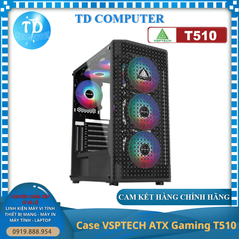 Vỏ máy tính Case VSP T510 ~ không kèm FAN - Hàng chính hãng TECH VISION phân phối