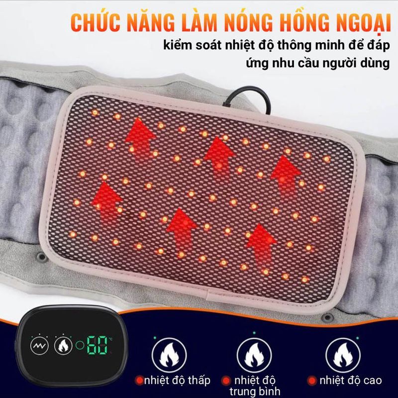 Đai lưng cột sống thoát vị đĩa đệm cao cấp, Đai hơi kéo giãn cột sống định hình bảo vệ cột sống lưng chườm nóng hồng ngoại giảm đau thắt lưng hiệu quả - Hàng chính hãng