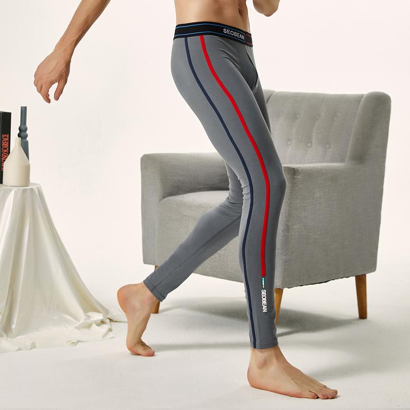 Nam Sexy Long Johns Mùa Đông Ấm Áp Mùa Thu Quần Lót Mặt Sọc Co Giãn Nhiệt Quần Lót Cotton Thun Đồ Ngủ Quần Legging