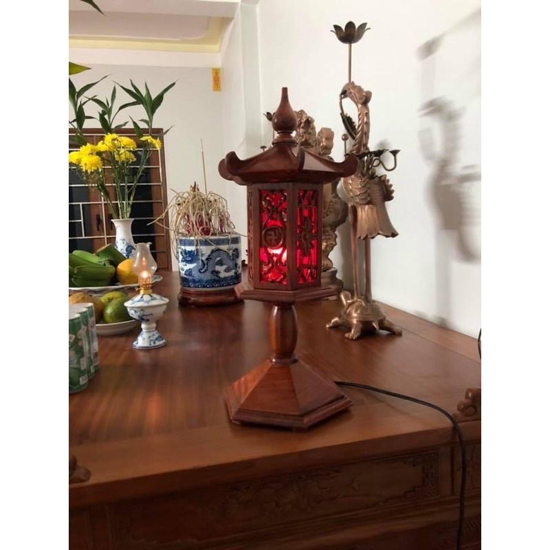 Cặp đèn thờ gỗ Hương cao 48cm giá rẻ