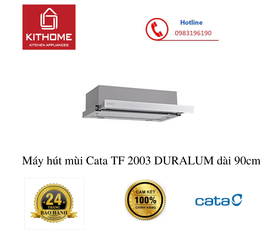 Máy hút mùi Cata TF 2003 DURALUM dài 90cm - Hàng Chính Hãng