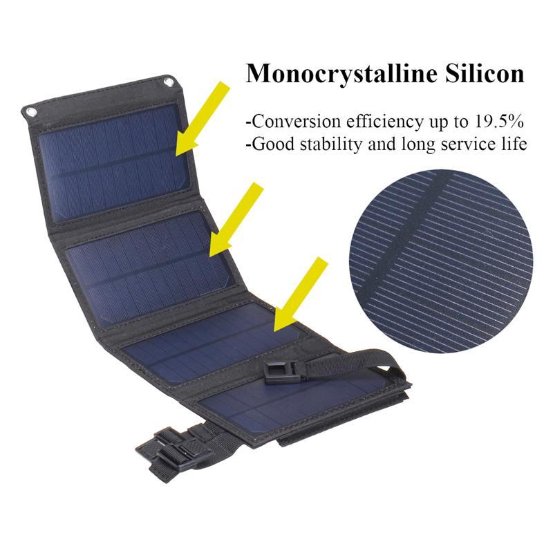 Bảng điều khiển năng lượng mặt trời có thể gập lại 160W Bộ sạc pin di động 5V Cổng USB Ngân hàng điện ngoài trời chống nước cho điện thoại PC Xe RV Thuyền Màu sắc: 18X36cm 150W