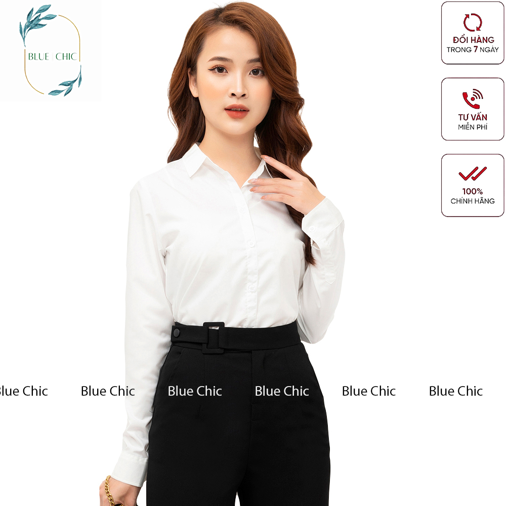 Áo sơ mi nữ Blue Chic công sở dáng suông vải mềm thoáng mát sơ mi dài tay nữ