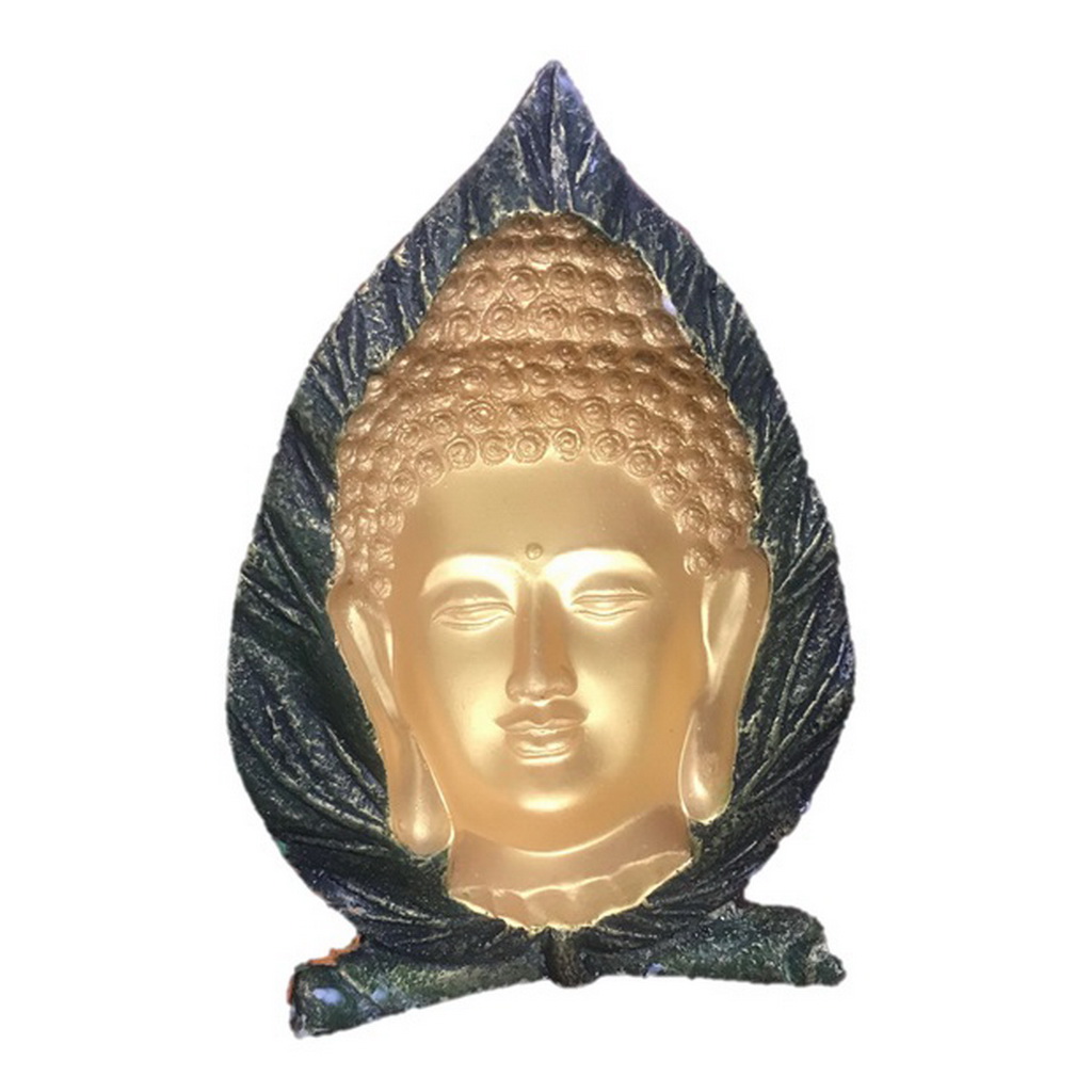 Tượng Mặt Phật Bổn Sư Thích Ca Mâu Ni Non Nước Điêu khắc 3D lá bồ đề DSF-HR33 Bằng Đá Nhân Tạo Giả Đồng luôn dõi nhìn theo bạn, phù hợp để bàn, để ô tô, trang trí phòng làm việc - Hàng đá mỹ nghệ