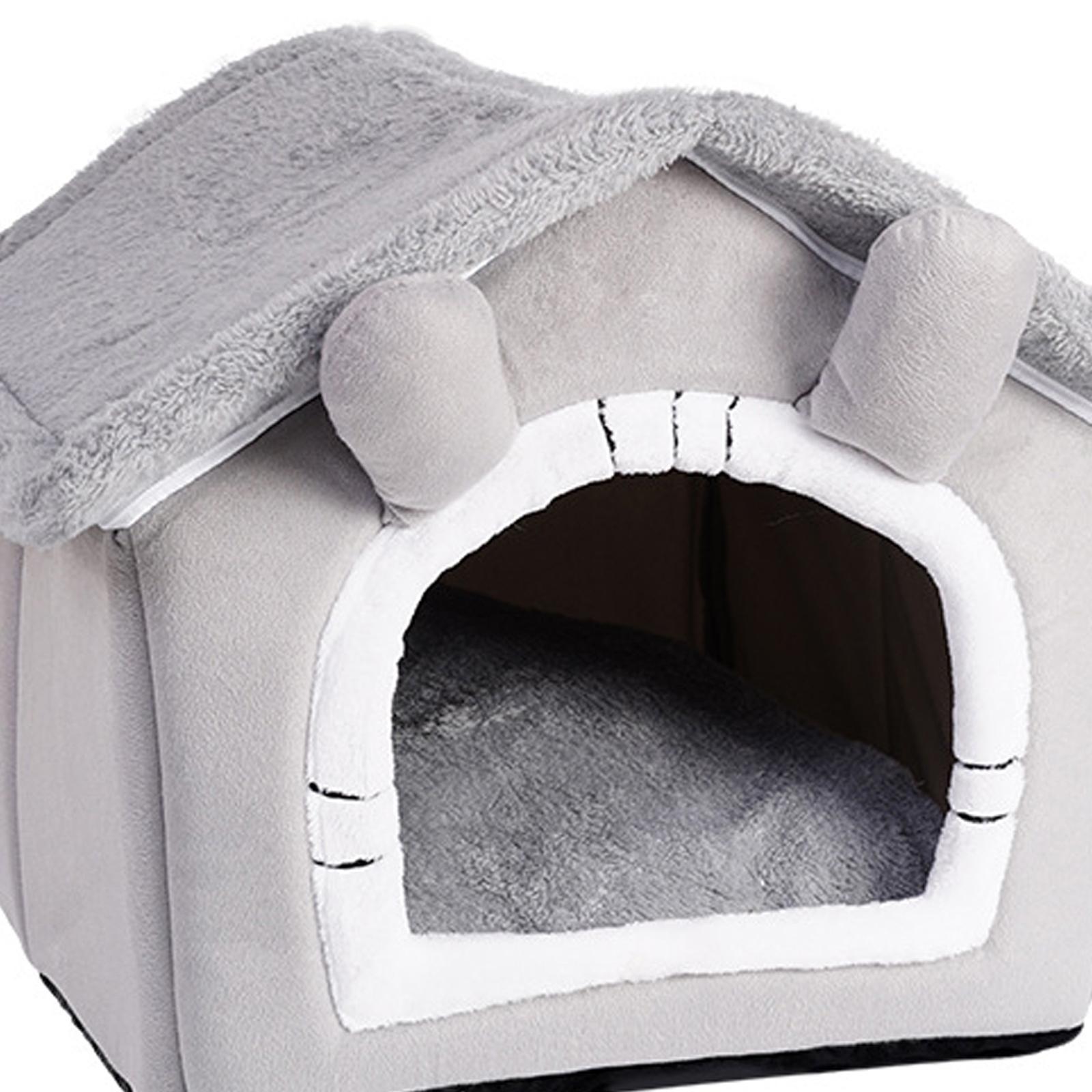 Warm Cave Sleeping Bed Puppy Nest for Cats and Small Dogs, Light Gray