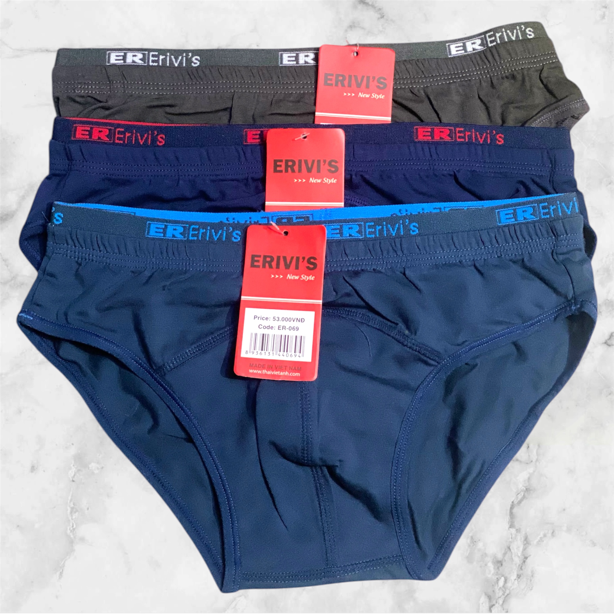 Quần Lót Nam Cotton Lưng Nhỏ Erivi’s 069 – Êm Ái, Gọn Gàng, Mát Lạnh Cả Ngày