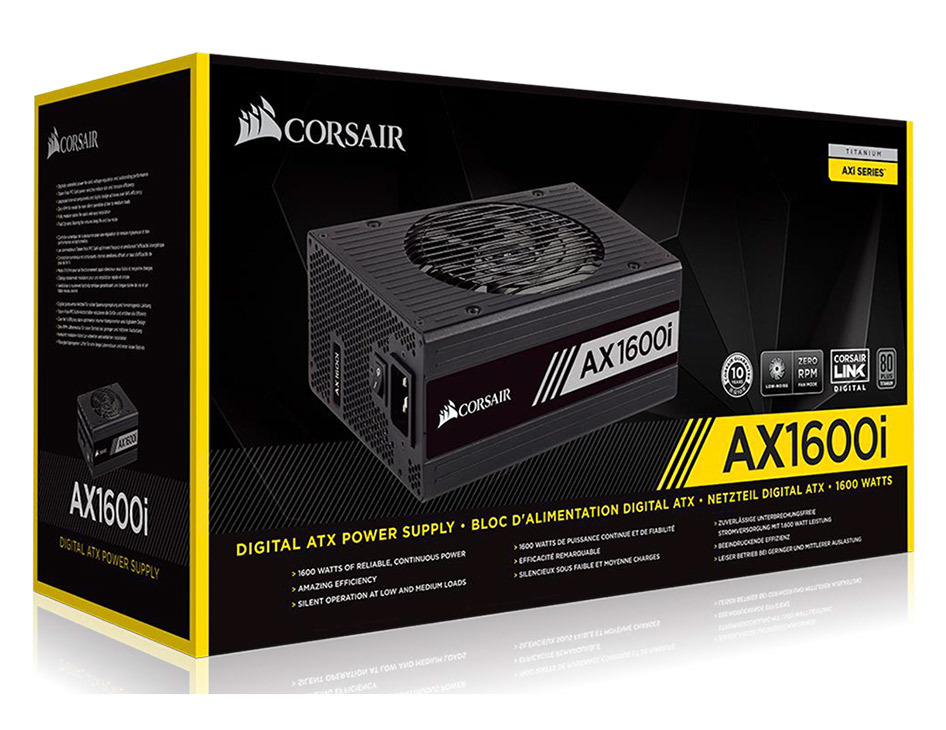 Nguồn Máy Tính Corsair AX1600i  80 Plus Titanium - Full Modul - Corsair Link - ICUE - Hàng Chính Hãng