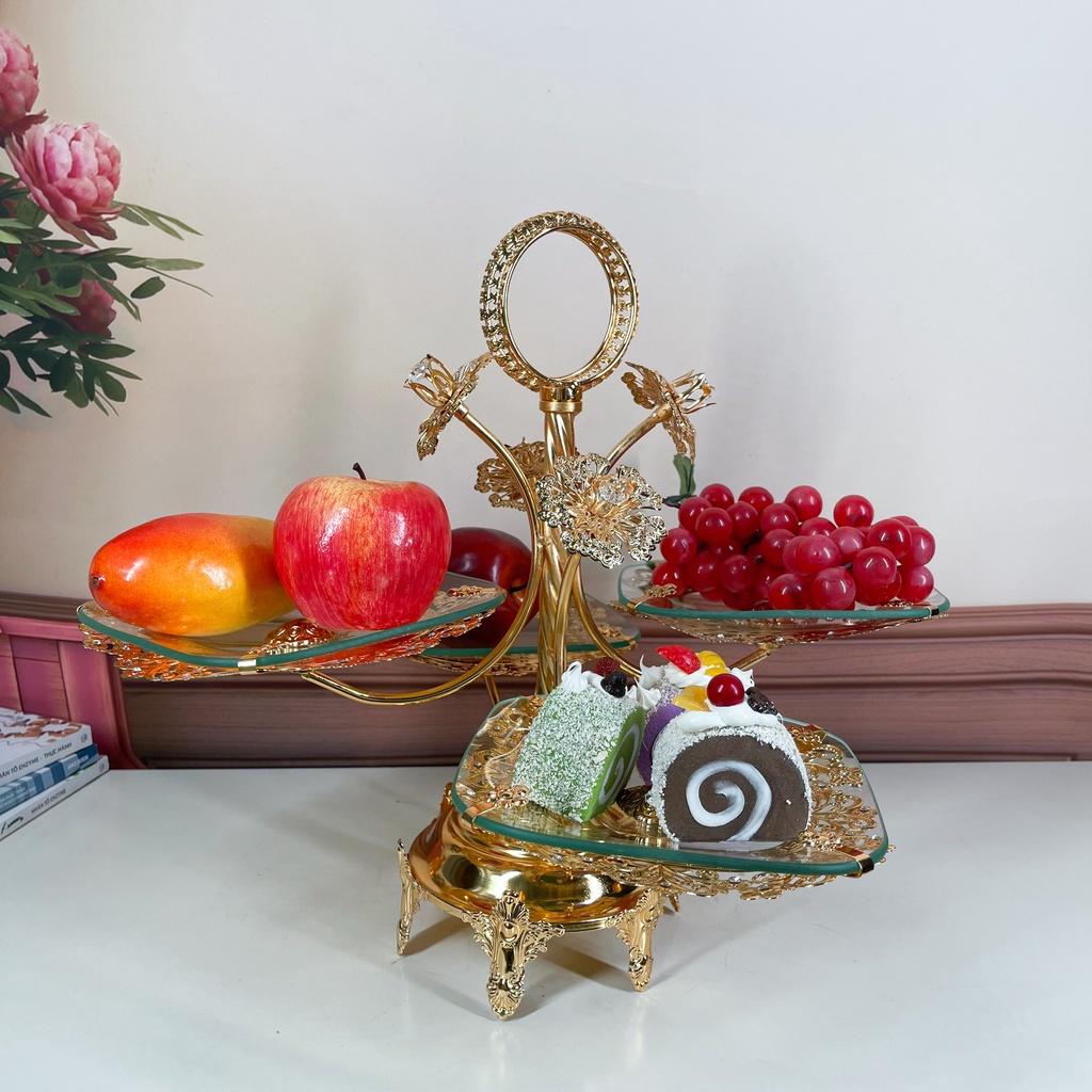 Đĩa quả họa tiết sơn trà tân cổ điển sang trọng tinh tế DQ20